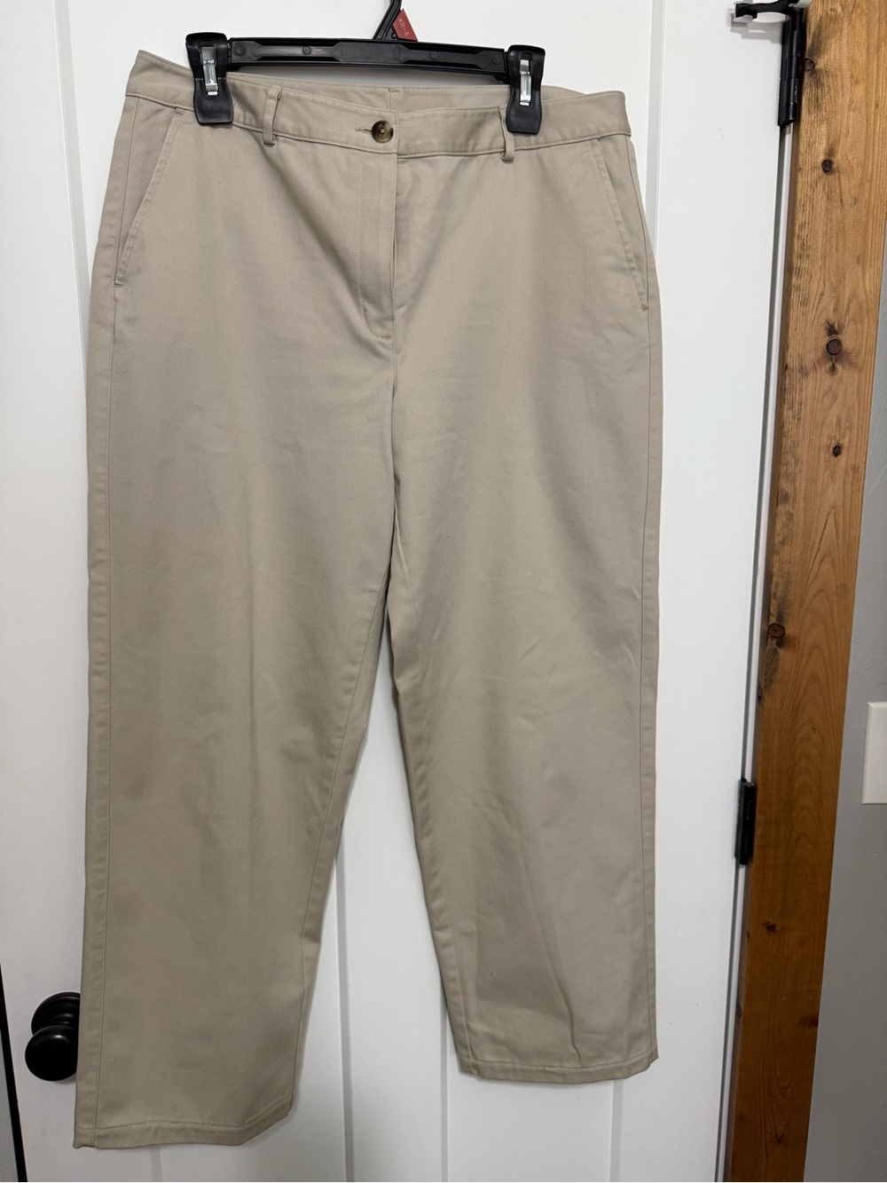 L.L. Bean Women's Khaki Beige Straight-Leg Trousers